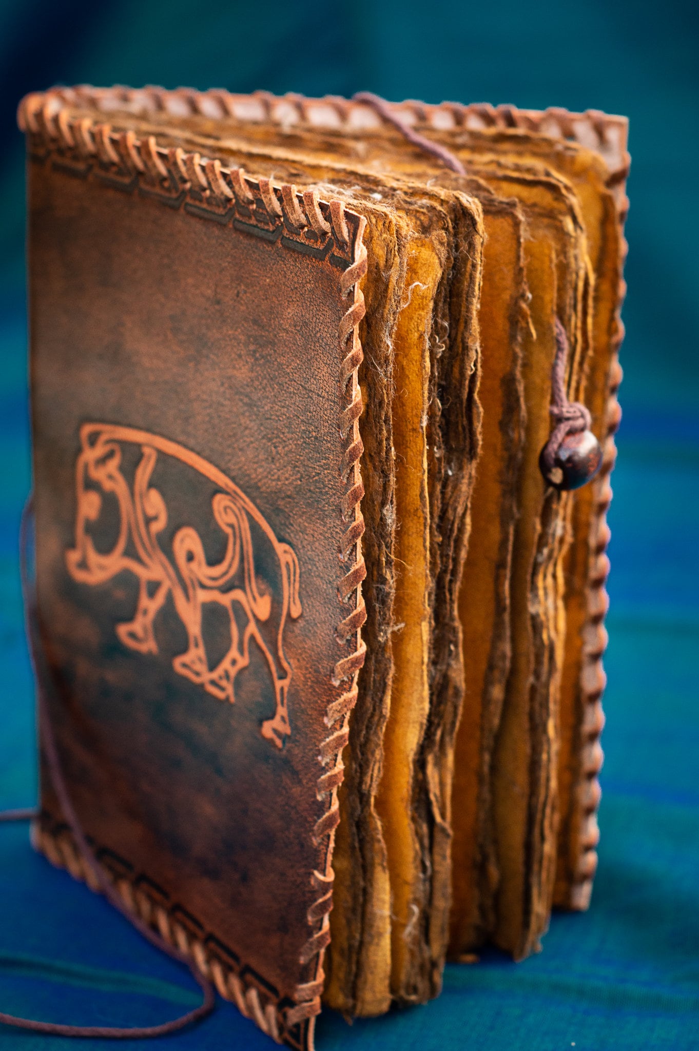 Journal with an Embossed Boar in Brown Leather – Reliquaria Medieval
