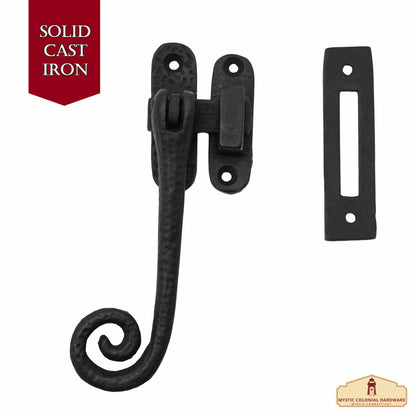 Rustic Cast Iron Curly Reversible Casement Window Door Latch