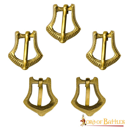 Small Spade-Shaped Brass Medieval Buckle (set of 5)