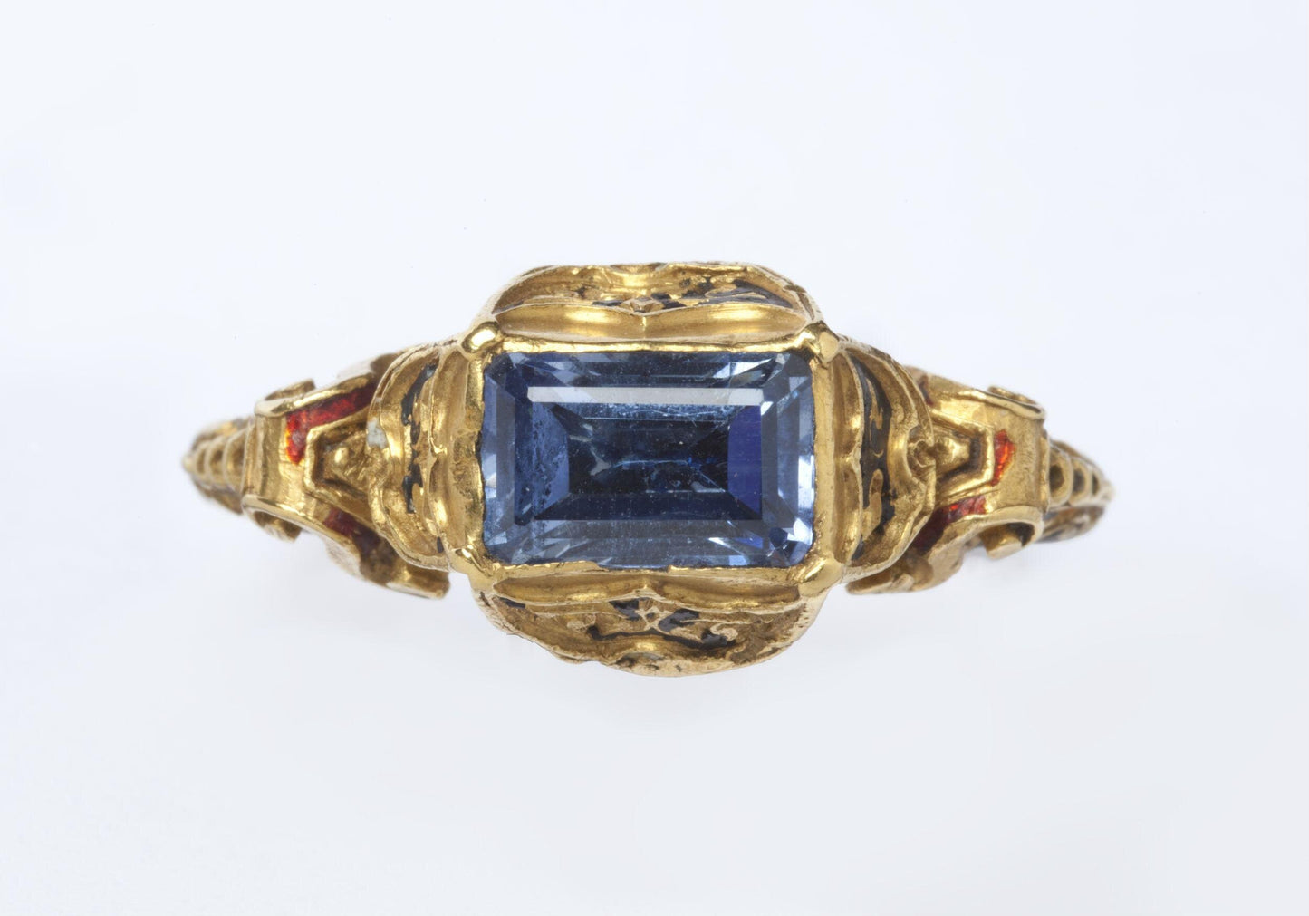 Elizabethan Ring with Table-cut Red Gem