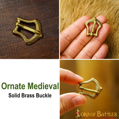 Small Spade-Shaped Brass Medieval Buckle (set of 5)