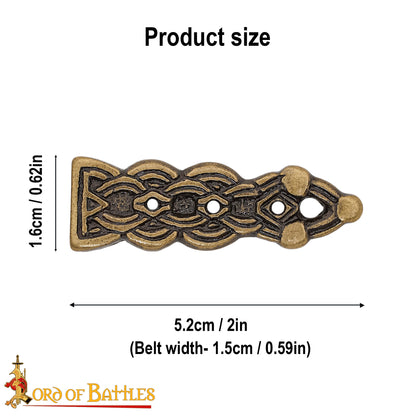 Extrémité étroite de la sangle Viking en bronze antique pour fabriquer votre propre ceinture
