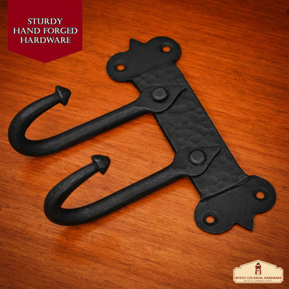 Medieval Style Double Wall Hook with Decorative Ends