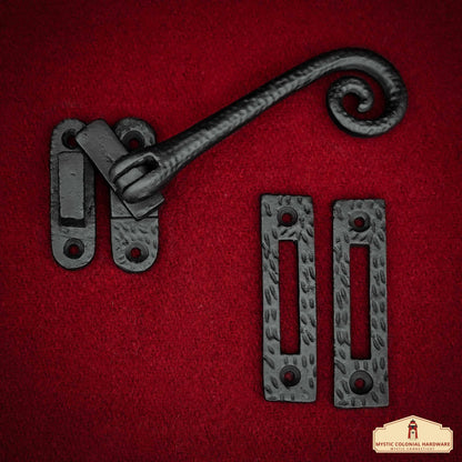 Rustic Cast Iron Curly Reversible Casement Window Door Latch