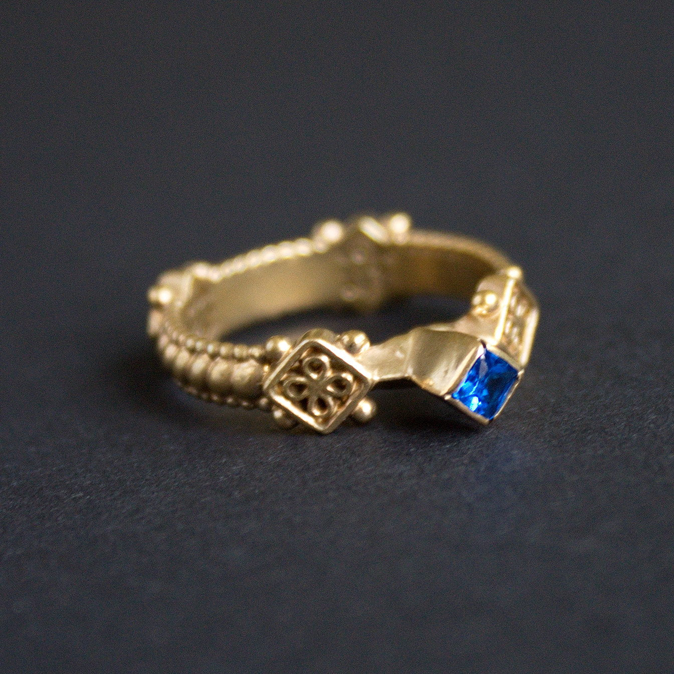 Blue Stone Medieval Filigree Ring ca. 1400-1500