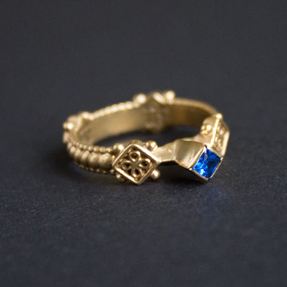 Blue Stone Medieval Filigree Ring ca. 1400-1500
