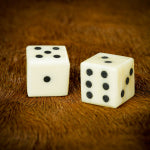 Medieval Bone Dice with solid pips (set of 6)