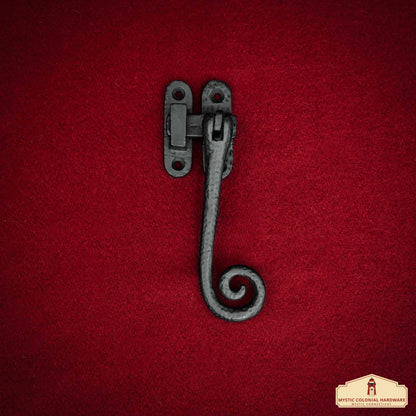 Rustic Cast Iron Curly Reversible Casement Window Door Latch