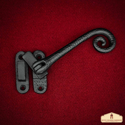 Rustic Cast Iron Curly Reversible Casement Window Door Latch