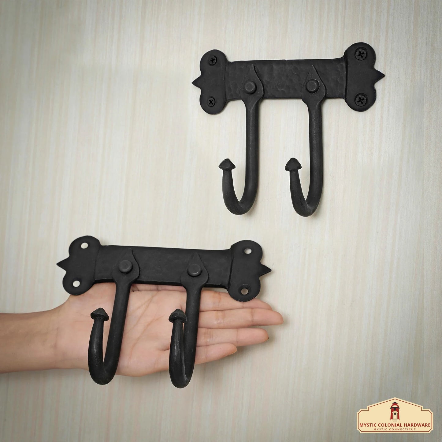 Medieval Style Double Wall Hook with Decorative Ends