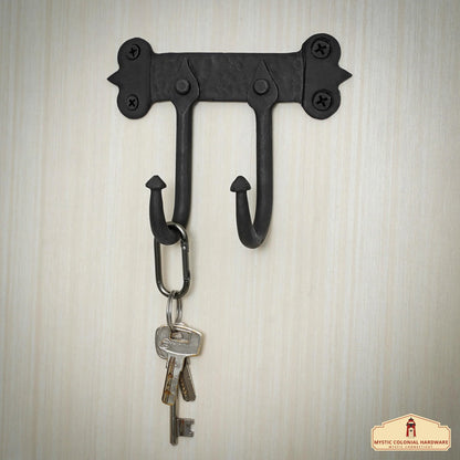 Medieval Style Double Wall Hook with Decorative Ends