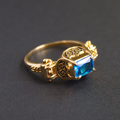 Elizabethan Ring with Table-cut Blue Gem