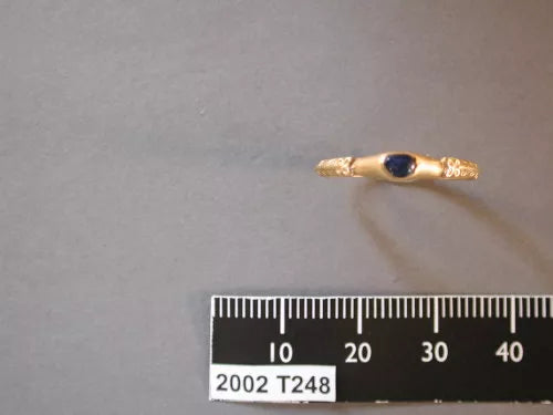13th Century Stirrup Ring with Amethyst Glass Stone