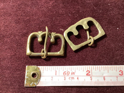 Durable solid brass medieval small buckles with two knobs