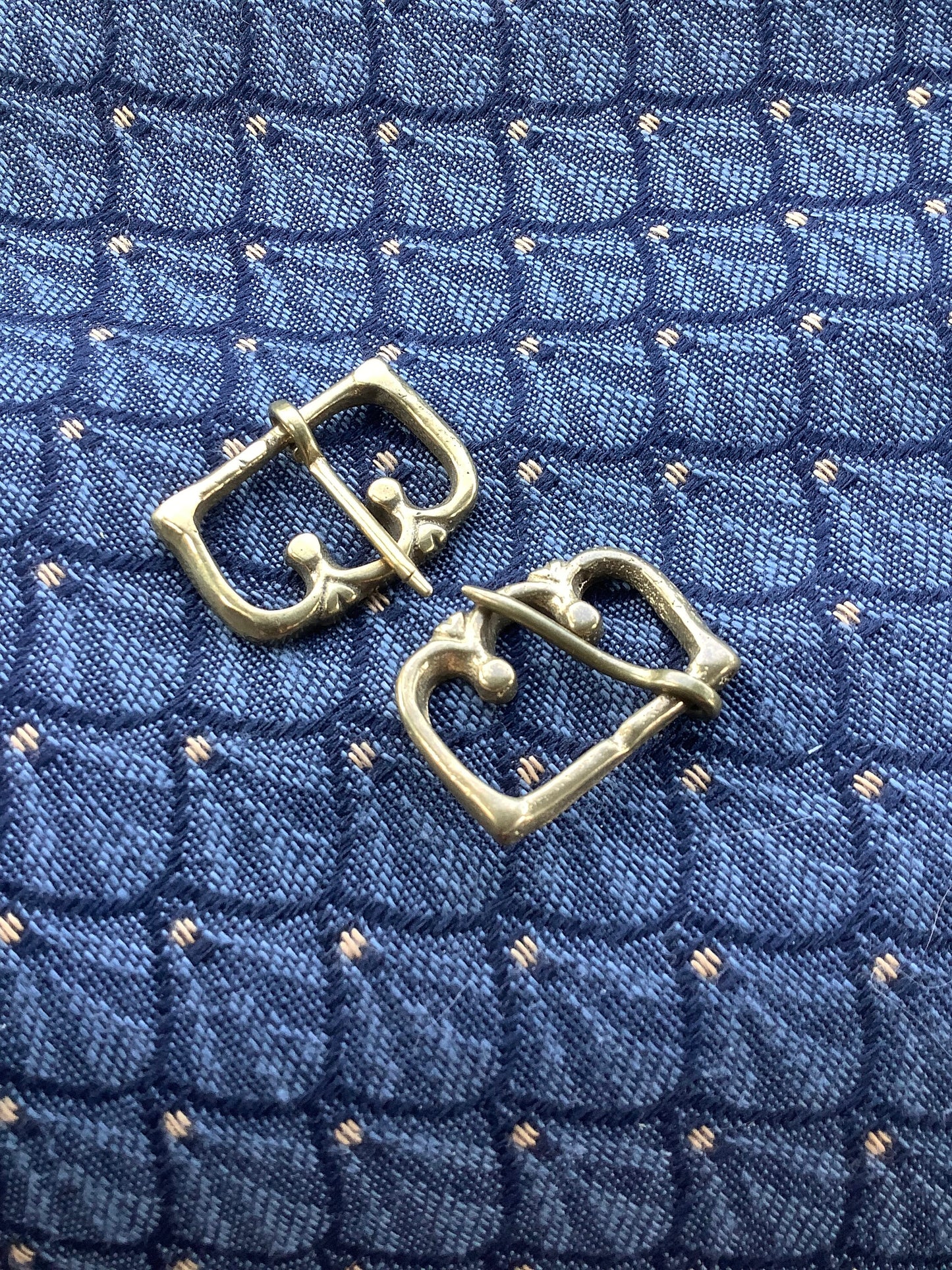 Durable solid brass medieval small buckles with two knobs